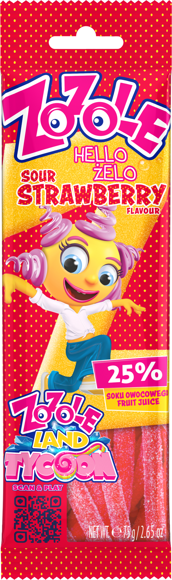 ZOZOLE HELLO ŻELO SOUR STRAWBERRY 75G