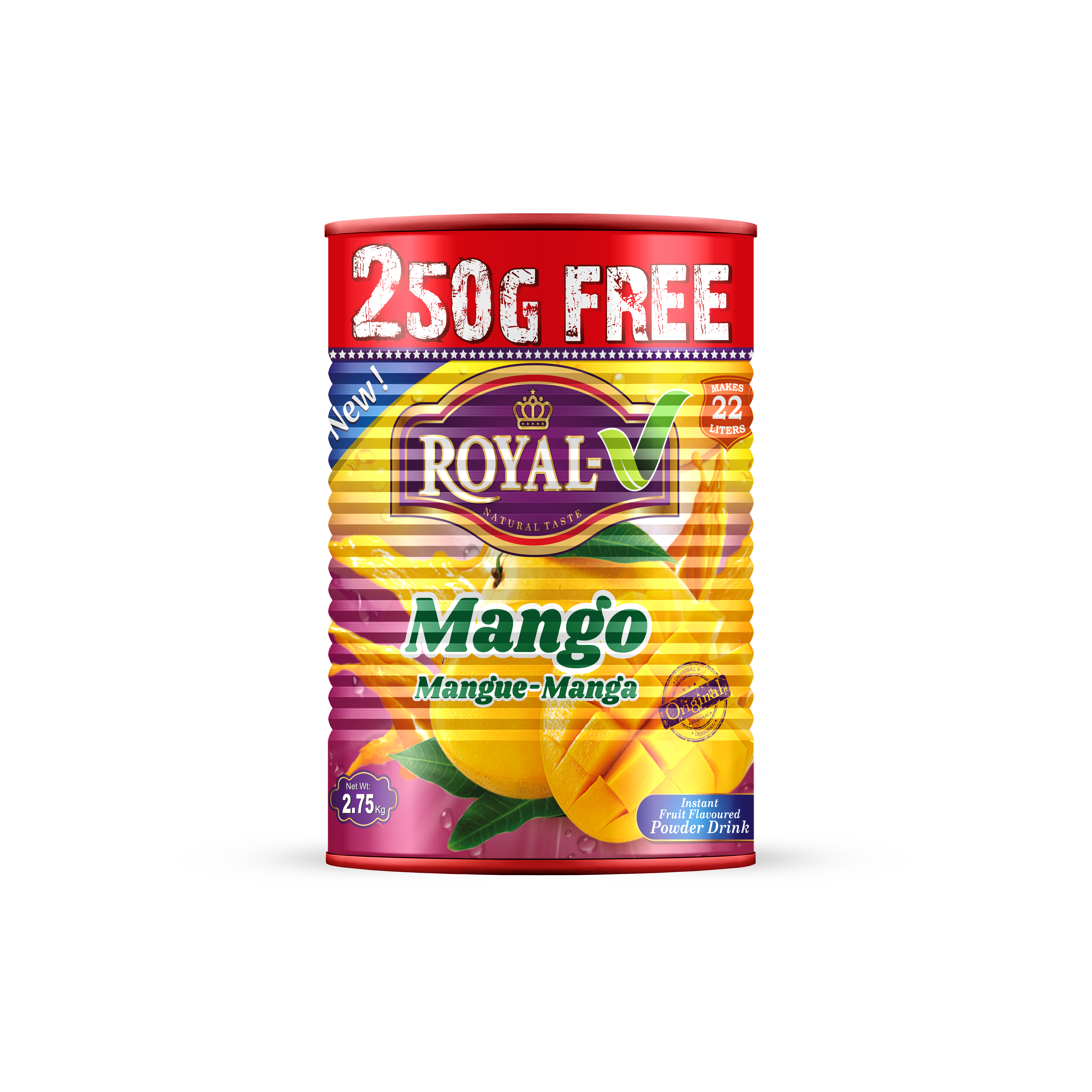 Royal V Flavoured Instant Juice Powder in Tin
