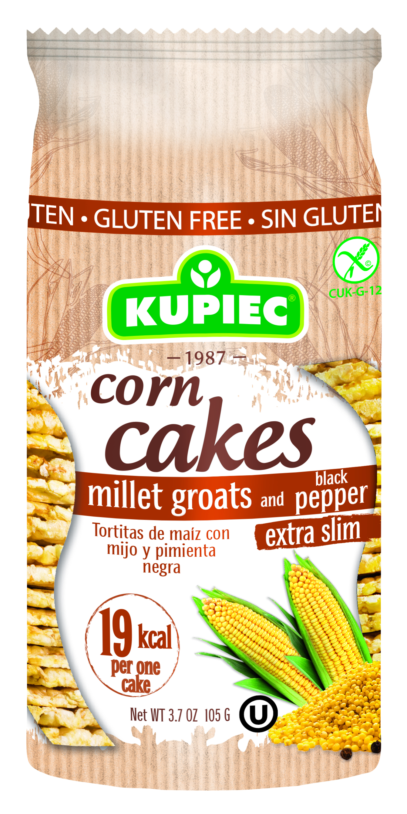 Corn cakes with millet groats and black pepper 105g